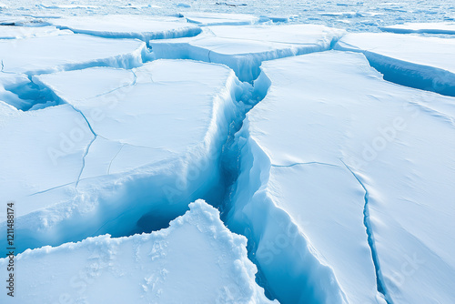 Expanse of large of iceberg. Cracked floating chunks of ice in Greenland photo