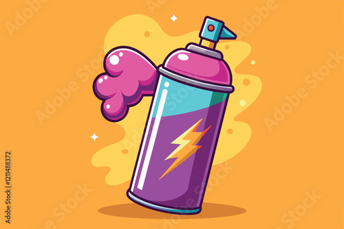 A vibrant cartoon hair spray can with whimsical features and a lively color palette Hair spray Customizable Cartoon Illustration