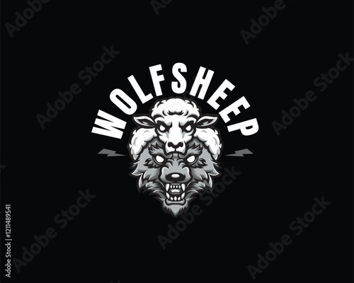 wolf and sheep head logo