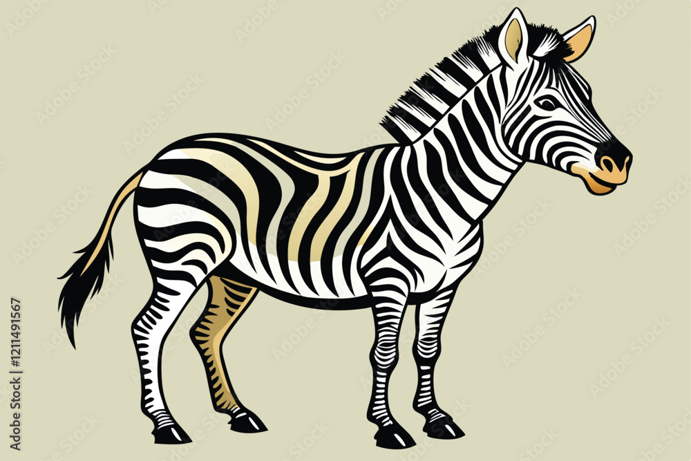 A hand-drawn zebra poses with striking black and white stripes against a simple background Hand drawn zebra A hand-drawn zebra poses with striking black and white stripes against a simple background Hand drawn zebra
