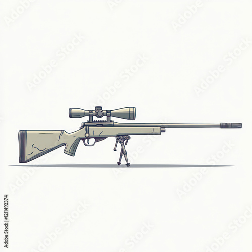 side view of a minimalist sniper gun simple vector