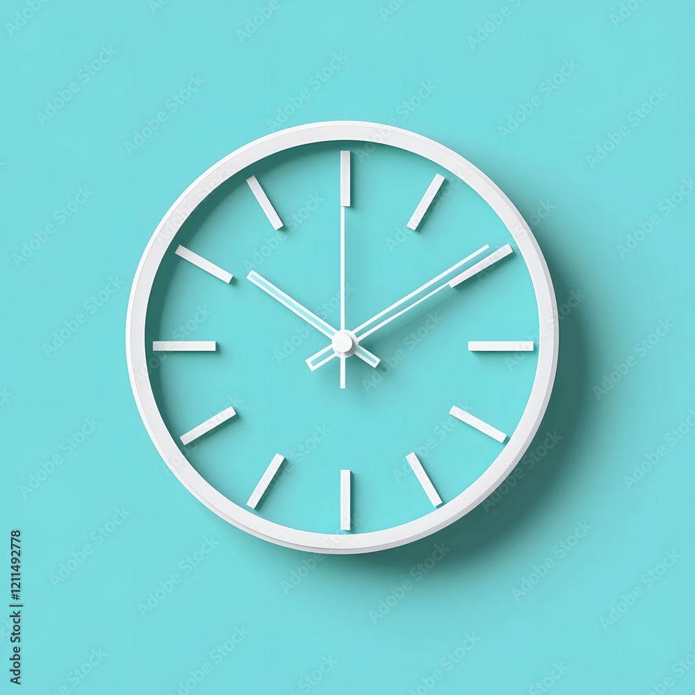 Minimalist Line Art Clock Icon on Light Blue Gradient Background