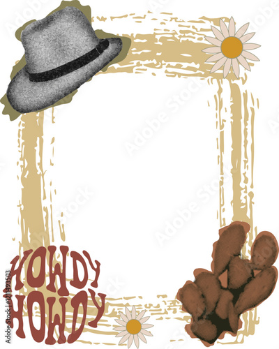 Trendy Collage frame in Wild West style. Cowboy boho design