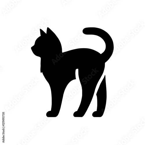 Black Cat Silhouette: A sleek and enigmatic black cat silhouette, a powerful symbol of mystery, independence, and grace. This minimalist design is perfect for showcasing your brand's personality.