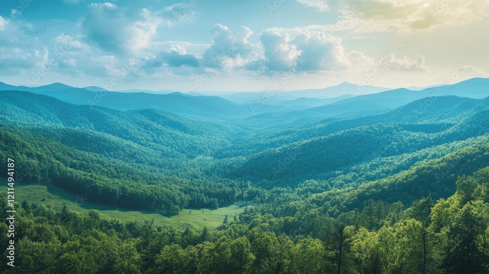 Appalachian mountains stretching into the distance under cloudy sky during sunset Appalachian mountains stretching into the distance under cloudy sky during sunset