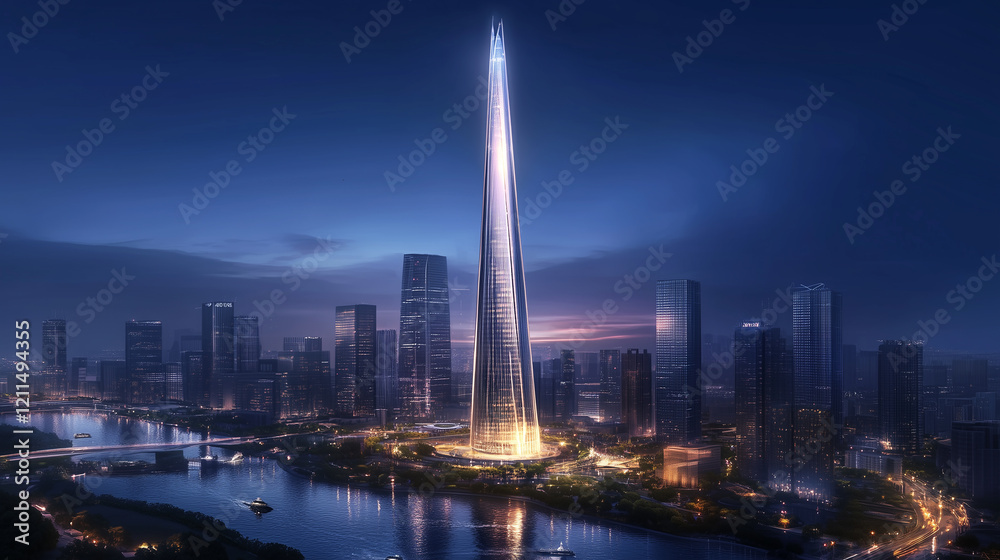 Obraz premium city skyline at dusk