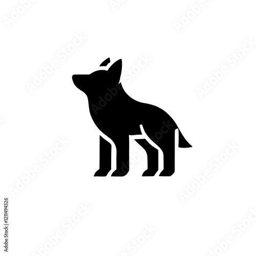 Wolf Silhouette: A striking silhouette of a wolf, standing tall and alert, showcasing the animal's power and predatory instincts.  The simple design makes a bold statement.  