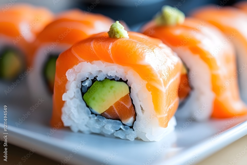 Beautifully Plated Sushi Dish with Vibrant Colors and Textures