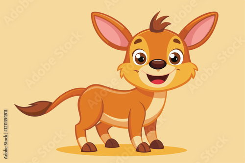 A happy cartoon animal with big ears and a friendly smile brightens the scene with its cheerful expression Happy cartoon animal