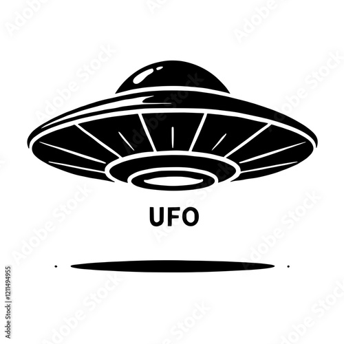 Unidentified Flying Object: A classic silhouette of a UFO, rendered in stark black and white, evokes a sense of mystery and intrigue.