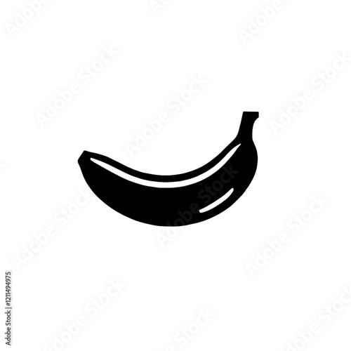 Single Banana Icon: A simple, bold silhouette of a single banana, perfect for minimalist designs and healthy lifestyle branding.  