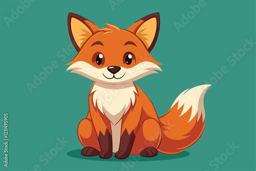 A happy fox sits warmly, showcasing its bright orange fur and playful expression in a vibrant setting Happy fox sitting