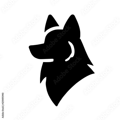 Wolf Head Silhouette: Bold and stylized silhouette of a wolf's head, perfect for logos, branding, or any design needing a powerful and primal image.  