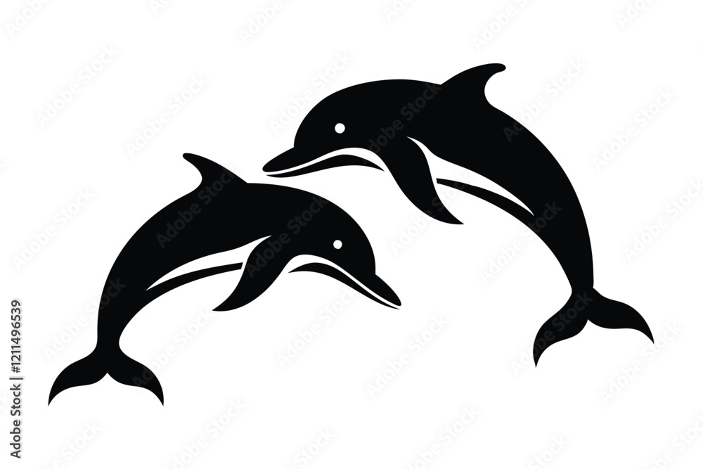 Dolphin Black and White Isolated Icon Dolphin Black and White Isolated Icon