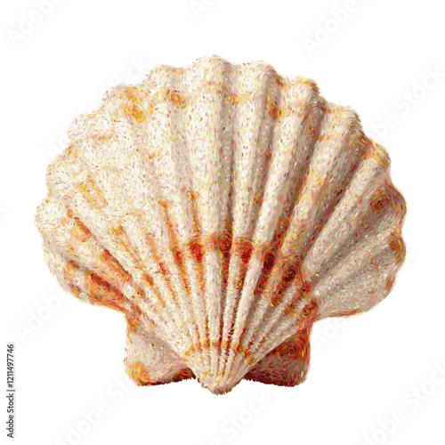 Scallop shell, vector illustration, isolated, sea, ocean, beach, nature, seafood