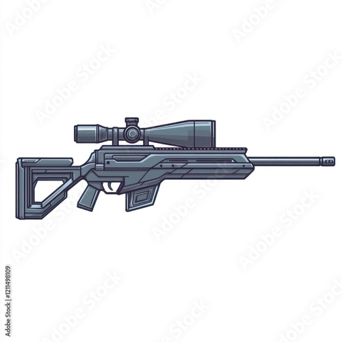 side view of a minimalist sniper gun simple vector