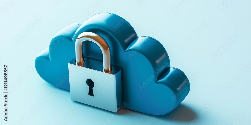 Blue Cloud With Padlock Icon Blue Cloud With Padlock Icon