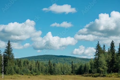 Forest with Heart Shaped Blue Sky, Generative AI
