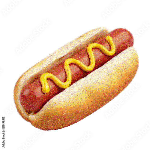 Hot dog with mustard vector illustration food fast snack isolated