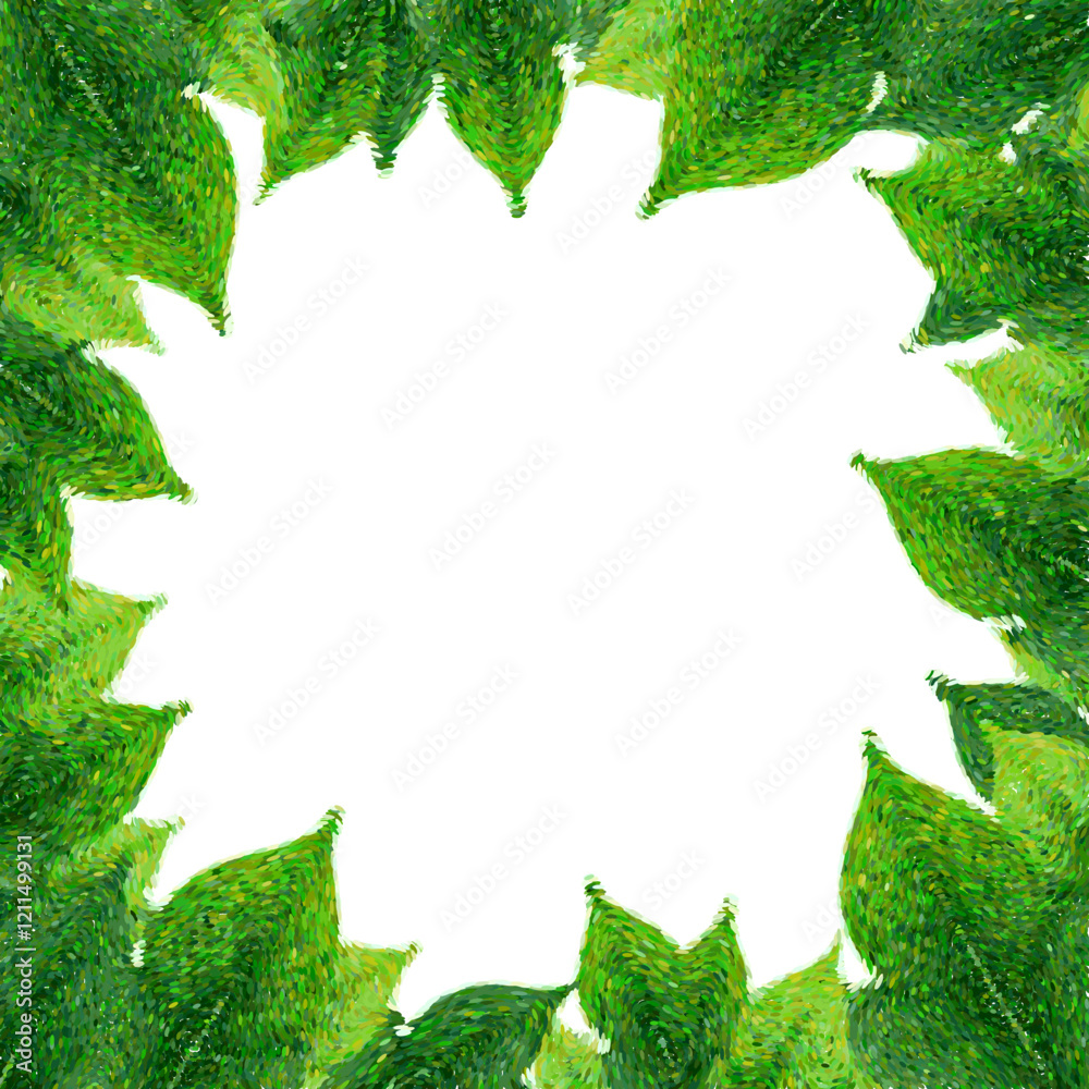 Green leaves frame border vector illustration, natural foliage ornament garden isolated Green leaves frame border vector illustration, natural foliage ornament garden isolated