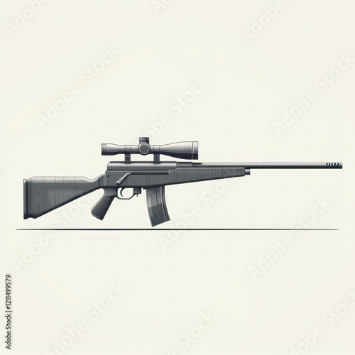 side view of a minimalist sniper gun simple vector