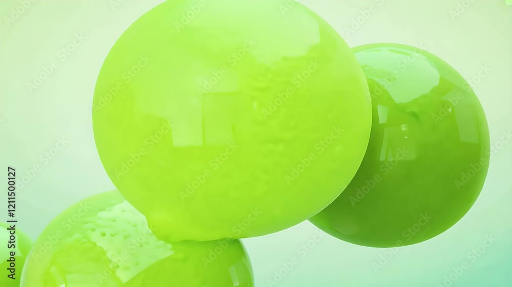 Abstract 3D Animation with Green Balloons Colliding and Changing Shape Perfect for Festive Holiday and Celebration Concepts