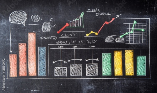 consulting chart with business elements on blackboard, Generative AI