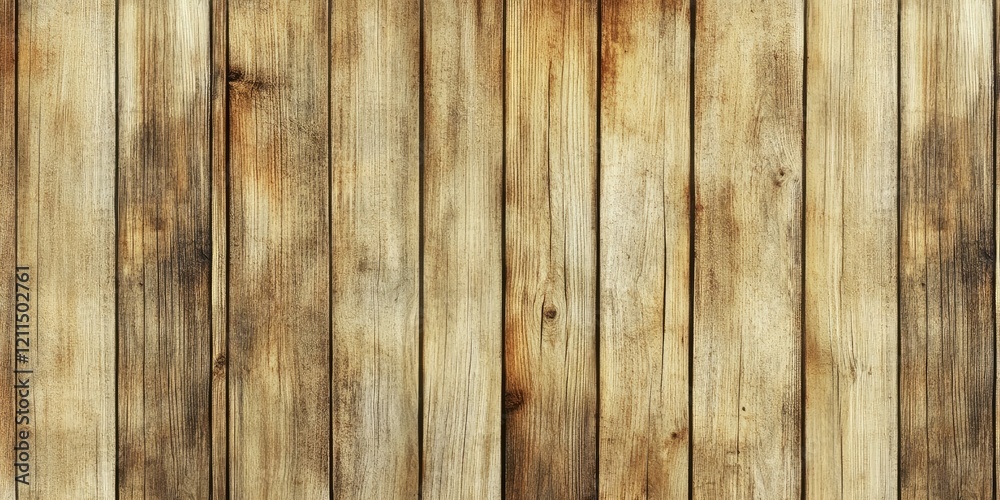Naklejka premium Natural wooden board wallpaper featuring grain texture with vertical planks in warm brown and beige tones against a light background.