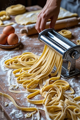 Traditional Pasta-Making with Fresh Fettuccine and Authentic Ingredients photo