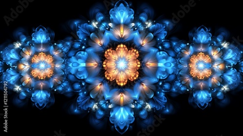 Wallpaper Mural Abstract Blue and Orange Floral Mandala Design Torontodigital.ca