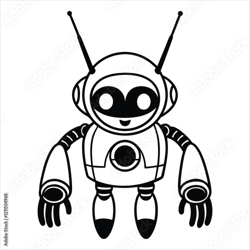 Vector Robotics Clipart Featuring Cute Robot Design
