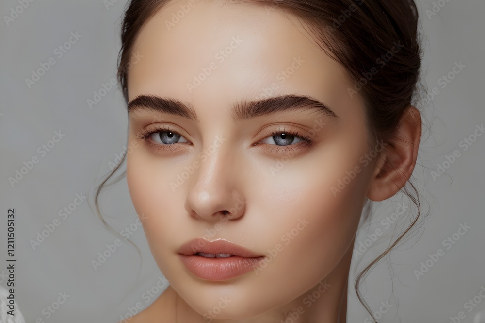 Naklejka premium Beautiful woman female skin care healthy hair and skin close up face beauty portrait.