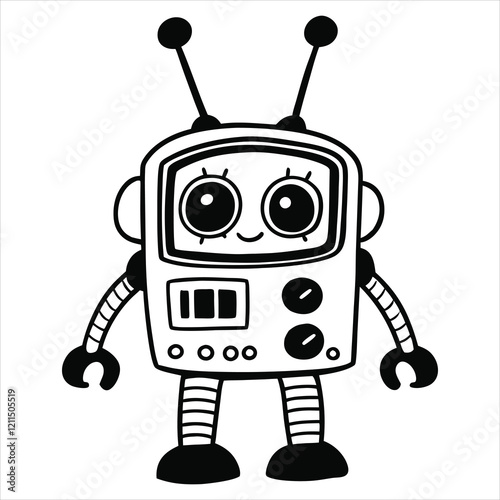 Cute Robot Vector Illustration for Robotics Clipart Art
