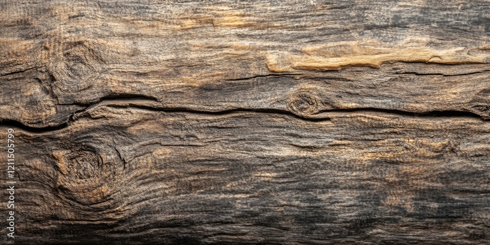 Aged wood texture background with deep brown and grey tones featuring cracks and knots positioned centrally for design and visuals. Aged wood texture background with deep brown and grey tones featuring cracks and knots positioned centrally for design and visuals.