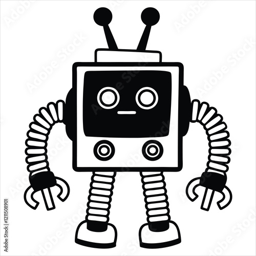 Robotics Vector Illustration Cute Robot Clipart Design
