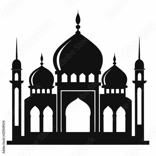 Majestic Mosque Silhouette on White