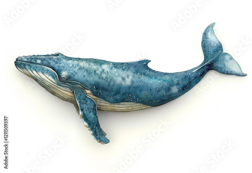 Majestic blue whale swimming gracefully in deep ocean waters