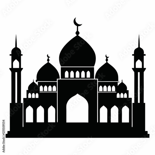 Majestic Mosque Silhouette on White