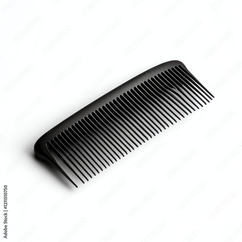 Black hair comb isolated on a white background, perfect for styling and grooming. Black hair comb isolated on a white background, perfect for styling and grooming.