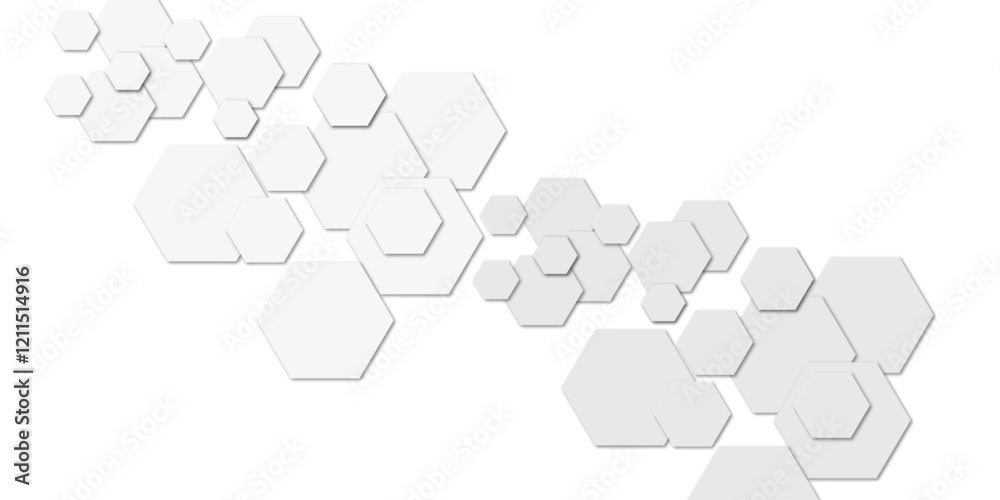 Obraz premium Abstract technology white amd grey geometric hexagon on transparent concept design honeycomb shape vector. 
