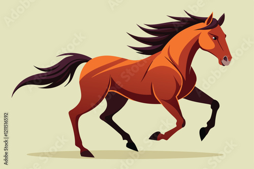A beautiful horse gallops freely, showcasing its power and elegance in the countryside horse running
