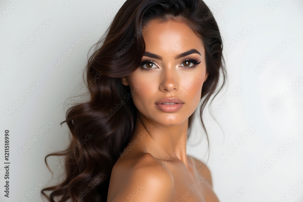 Beautiful brunette girl in move with a perfectly smooth hair, and classic make-up. Beautiful brunette girl in move with a perfectly smooth hair, and classic make-up.