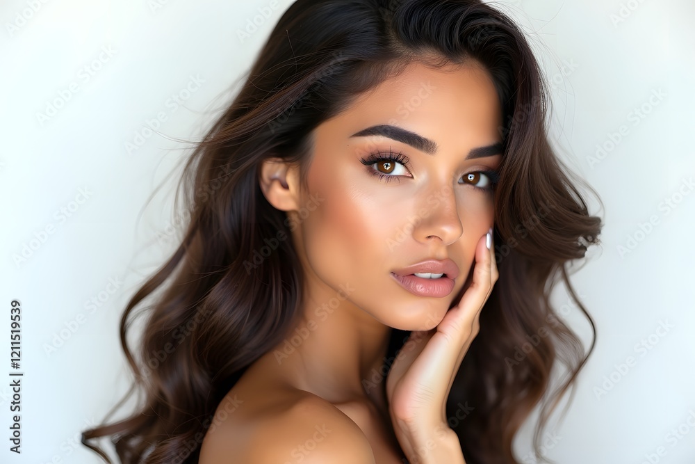 Beautiful brunette girl in move with a perfectly smooth hair, and classic make-up. Beautiful brunette girl in move with a perfectly smooth hair, and classic make-up.