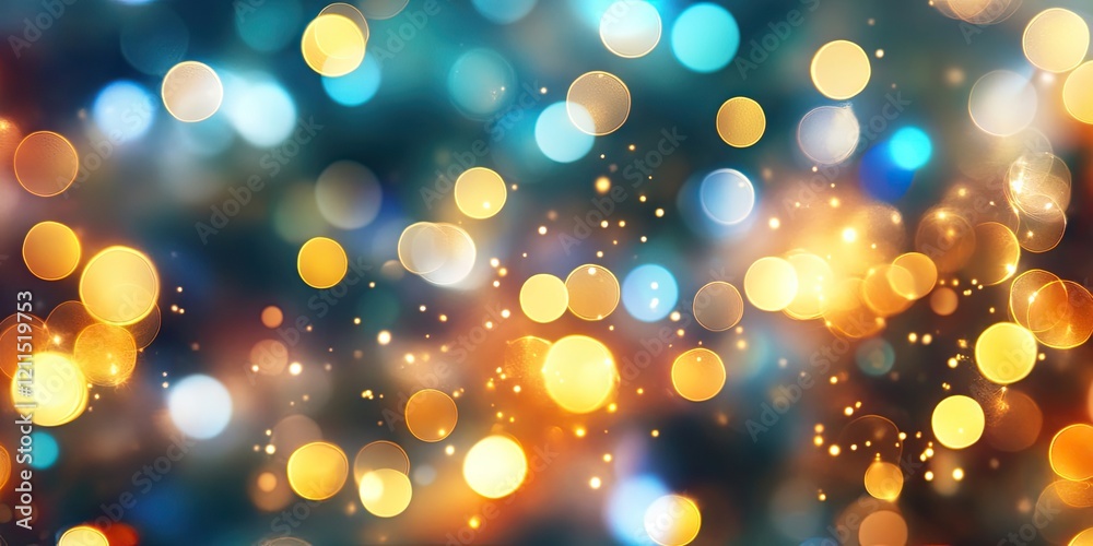 Colorful abstract background with soft defocused circles of blue, gold, and orange lights creating a festive celebration ambiance. Colorful abstract background with soft defocused circles of blue, gold, and orange lights creating a festive celebration ambiance.