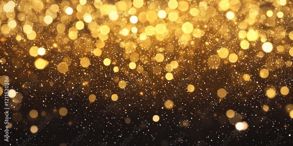 Golden glitter bokeh backdrop with shimmering gold and warm tones create a festive atmosphere with glowing circles against a dark background. Golden glitter bokeh backdrop with shimmering gold and warm tones create a festive atmosphere with glowing circles against a dark background.