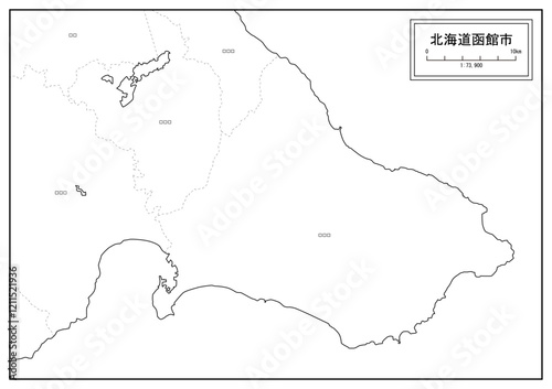北海道函館市の白地図データ