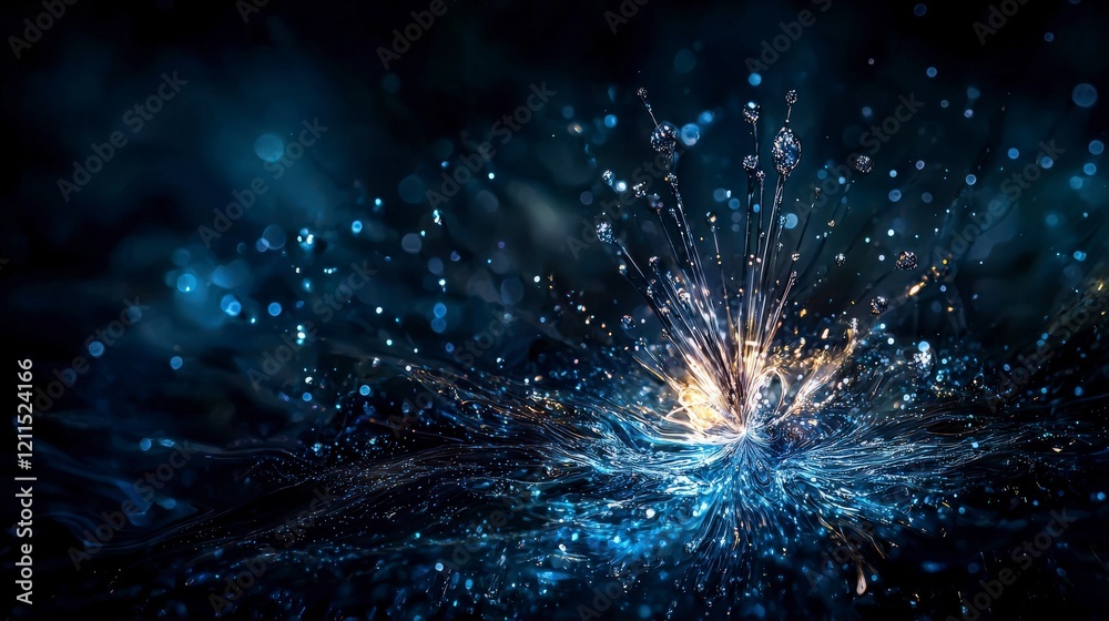 Fototapeta premium Dynamic water splashing scene dark background abstract art fluid environment close-up view visual impact