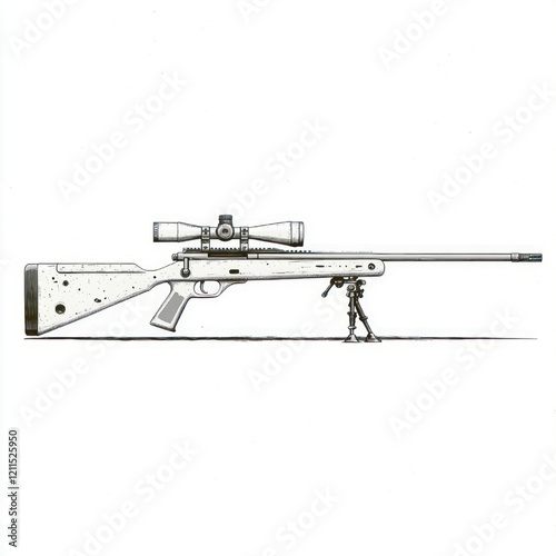 side view of a minimalist sniper gun simple vector