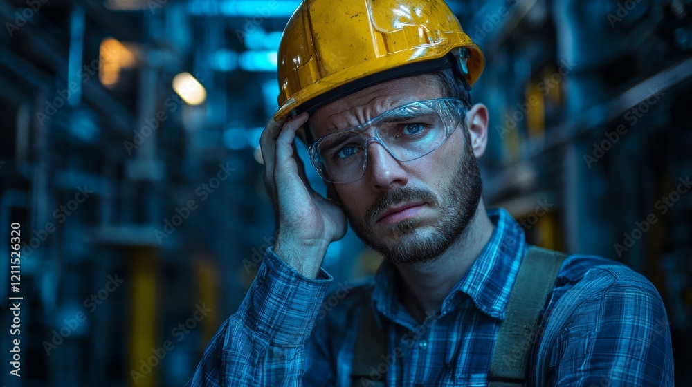 Unhappy Sad Engineer At Power Plant Generative AI