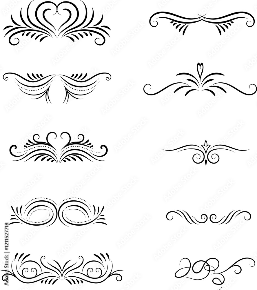 Set ornate calligraphy vector swirls Set ornate calligraphy vector swirls